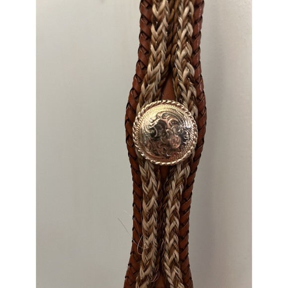 VTG Tony Lama 1 Inch Whipstitch Honey Leather Belt Champion Header Buckle Concho - Picture 3 of 8